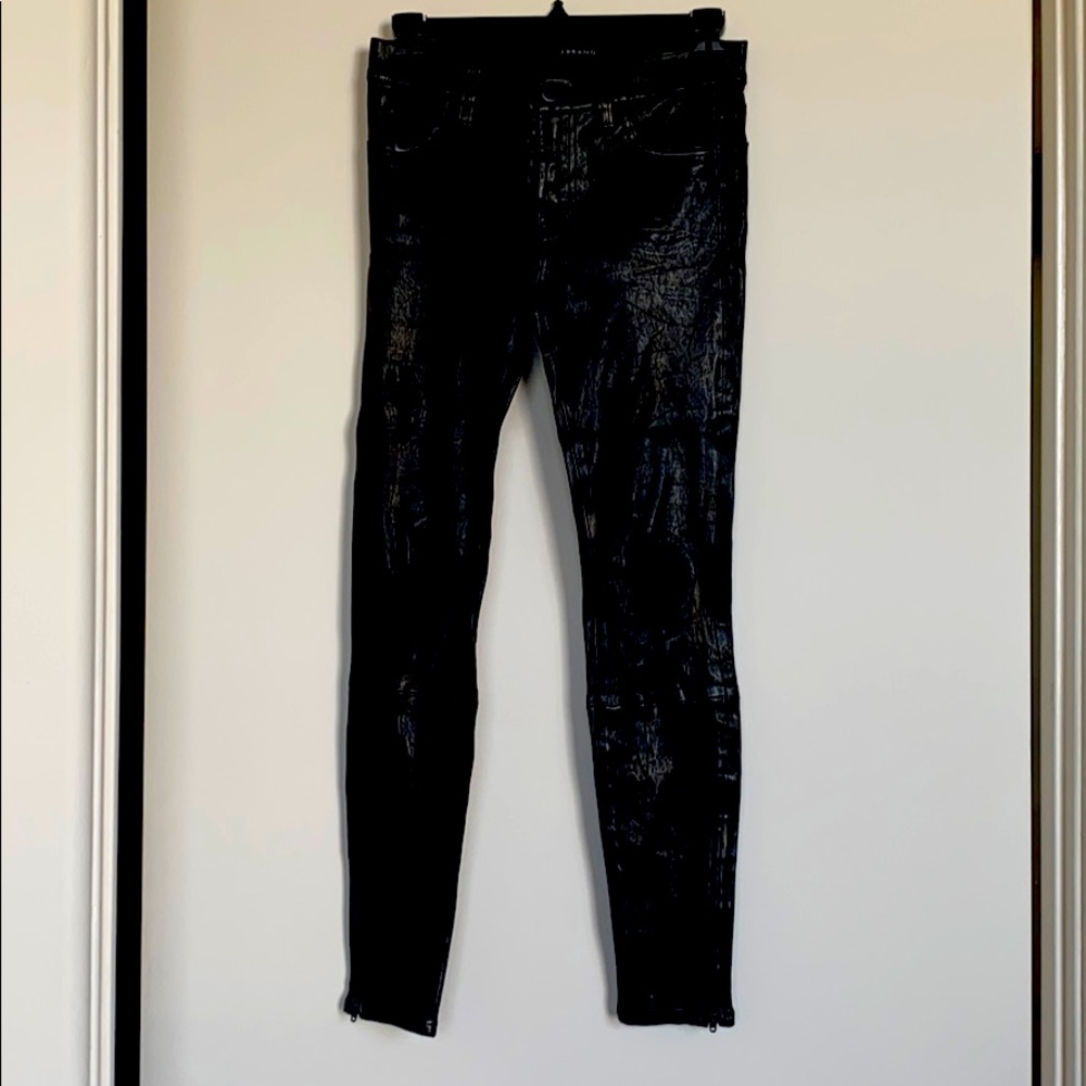 J Brand black leather distressed pants